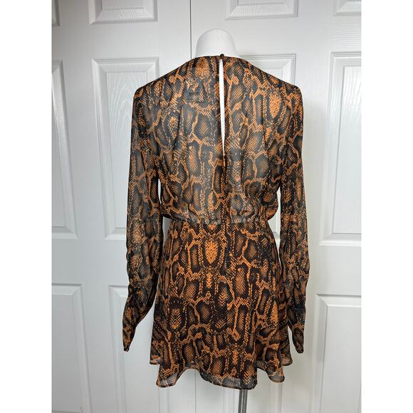 Finders Keepers Snake Print LANA Mini Dress Long Sleeve Size 10 NEW - Picture 4 of 11
